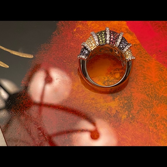 Suzy Levian Multi color Sterling Silver Ring Gorgeous! Perfect Holiday gift! - Picture 15 of 15